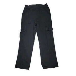 Halara Magic Women’s Petite XL Pull On Cargo Trouser Pants NWT Denim Black Flex